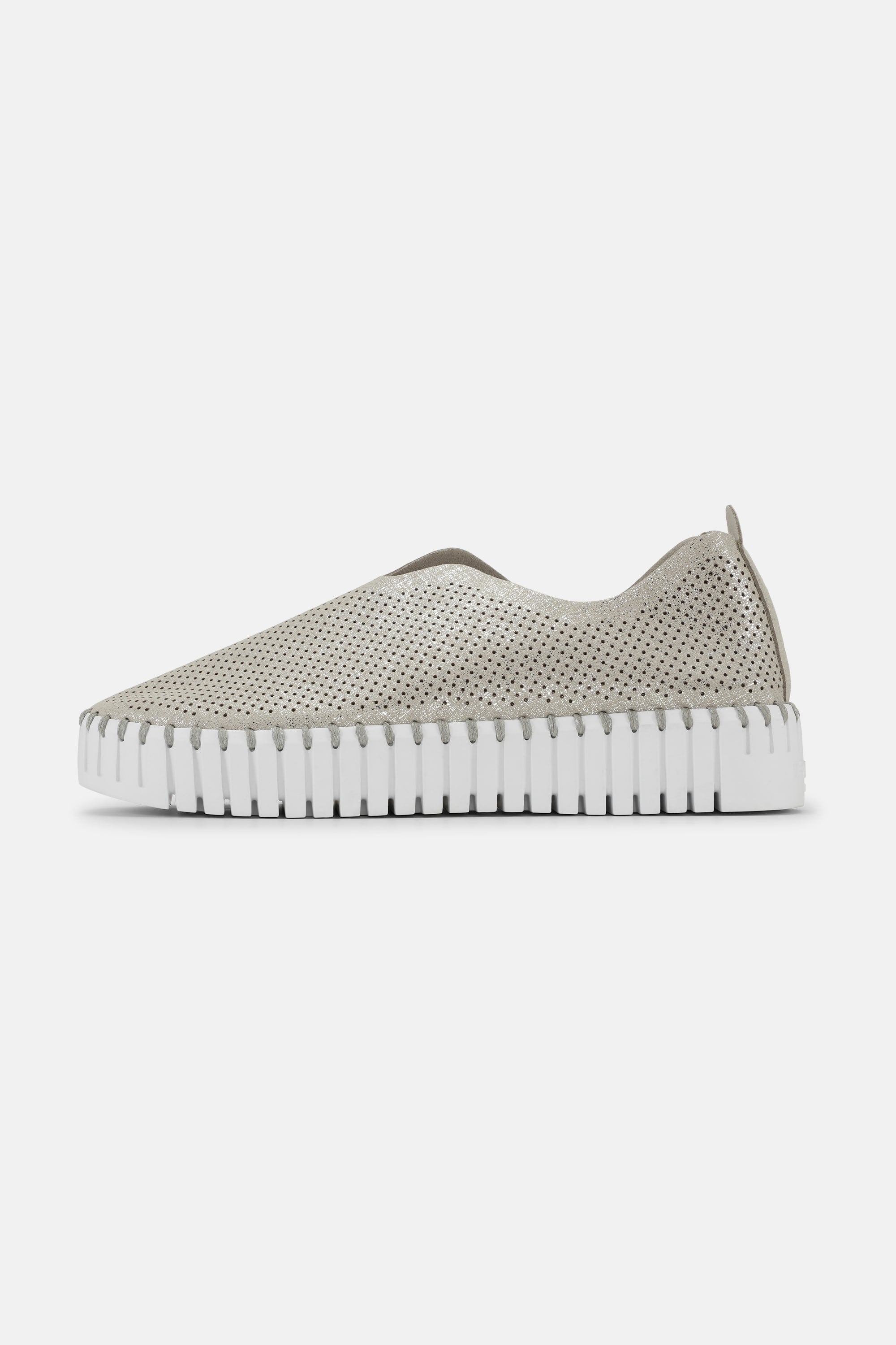 Platform Tulip Sko Glitter - Silver White